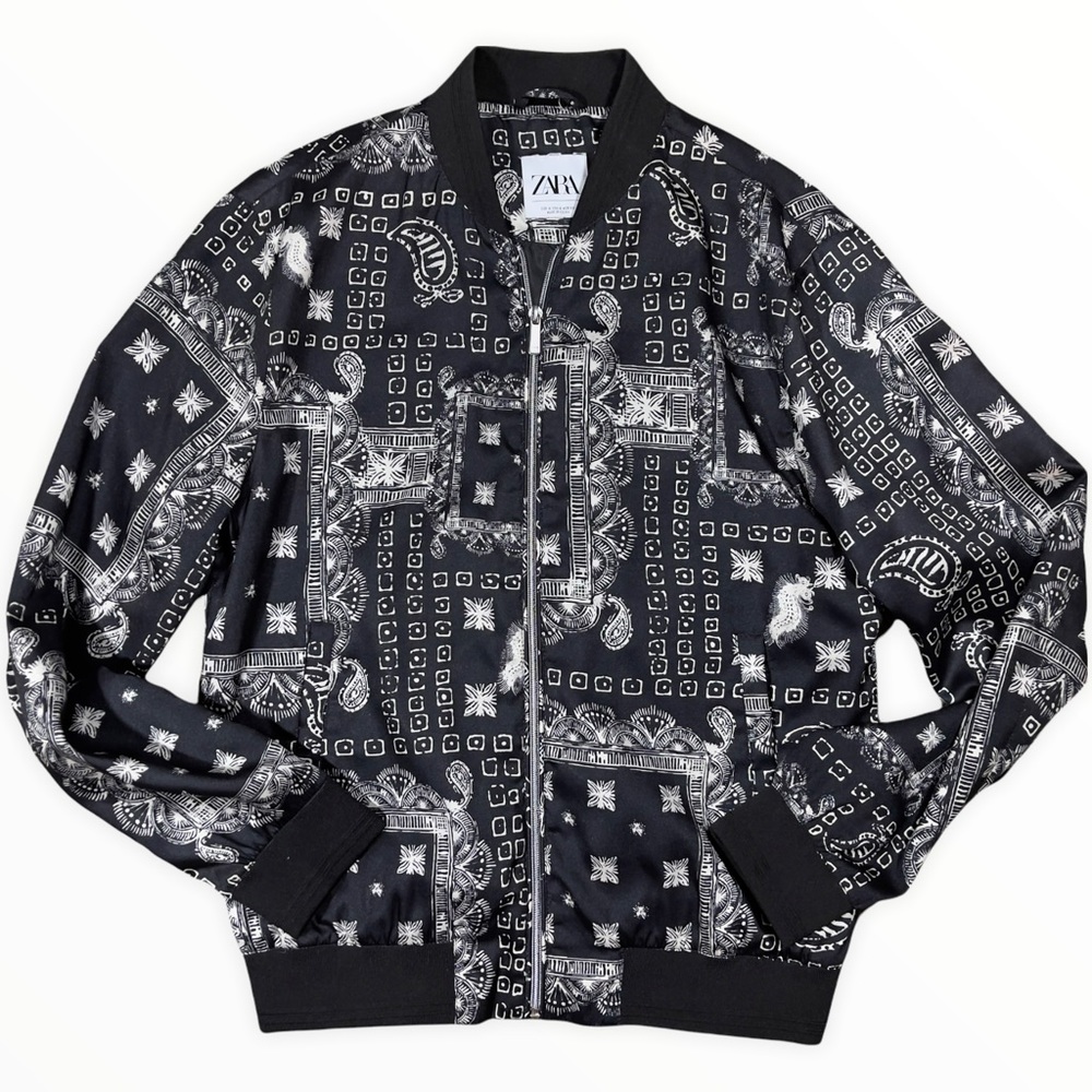 ZARA Rare x Discontinued Print Bomber Jacket Men’s Sz Medium Polyester